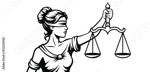 Blindfolded Lady Justice Holding Scales of Justice