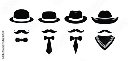 Classic Menswear Icons Hats, Mustaches, Bows, and Ties