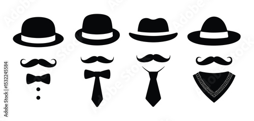 Classic Mens Fashion Icons Black and White Set
