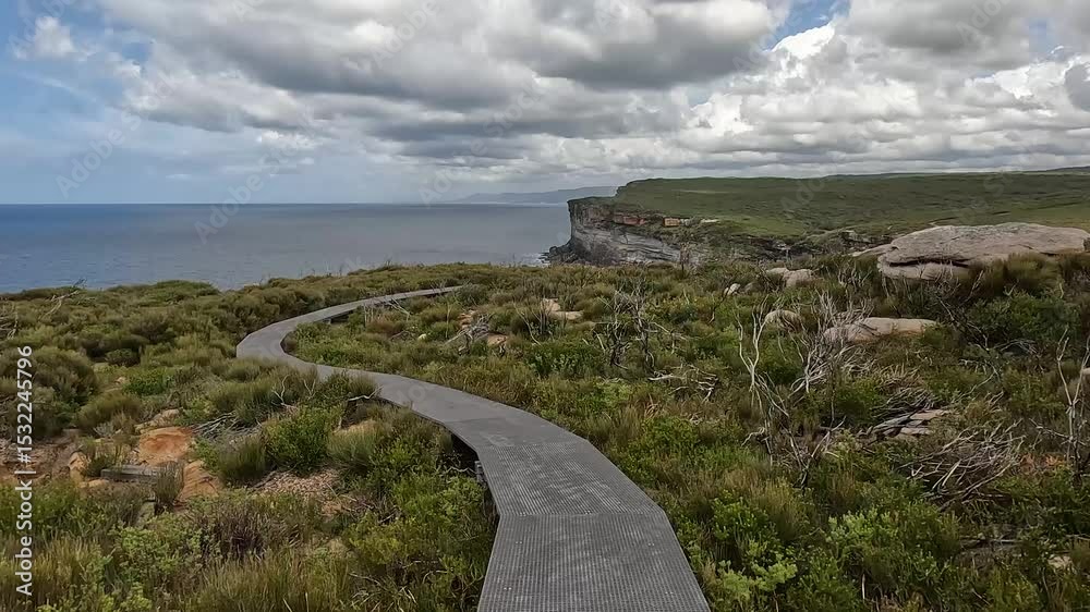 Hiking Trail and Australian Native Vegetation and Coastal Flora at Eagle Rock, Royal National Park, New South Wales, Australia