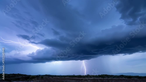 Wallpaper Mural Lightning Bolt Strikes Under Storm Clouds. Seamless looping 4k video background  Torontodigital.ca