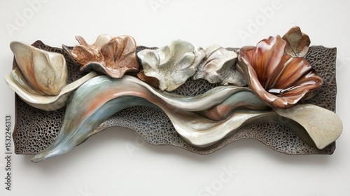 Sculptural Ceramic Wall Art: Ethereal Flow