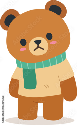 Cute teddy sad bear cartoon vector illustration