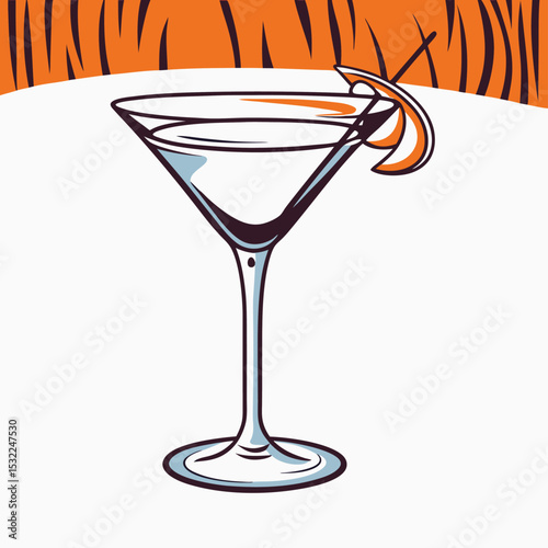 Refreshing Martini Cocktail Drink Illustration