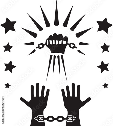 Black unity and liberation symbolic vector illustration on white background