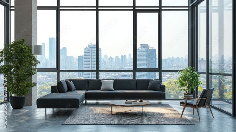 Obraz premium Modern City View Penthouse Living Room