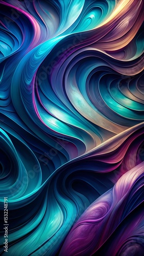 Abstract Colorful Swirling Lines with Blue Purple and Gold Tones