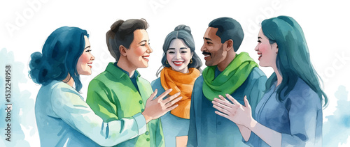 Diverse Group of People Standing in a Row – Vector Illustration of Multicultural Unity and Inclusion.