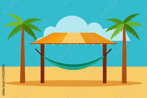 Relaxing Beach Hammock Paradise Tropical Getaway under a Sunny Canopy