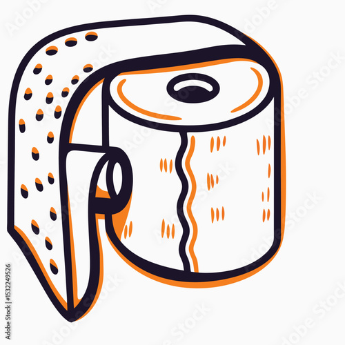 Toilet Paper Roll Illustration, Bathroom Supply Graphic