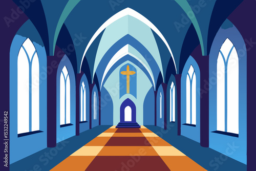 Serene Gothic Church Interior Tranquil Sanctuary Design