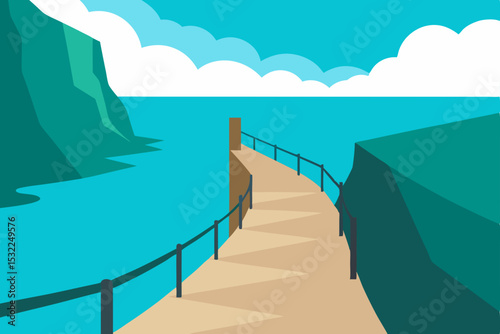 Serene Coastal Walkway A Picturesque Journey Along Ocean Cliffs