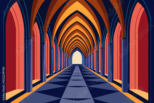 Majestic Gothic Archway A Digital Illustration of Architectural Grandeur
