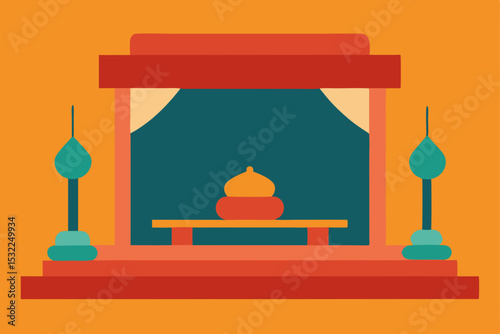 Serene Shrine A Minimalist Illustration of Tranquil Japanese Architecture