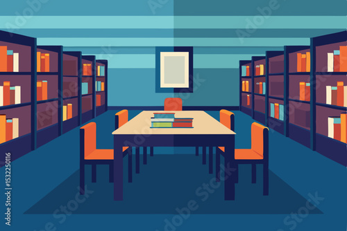 Serene Library Interior A Study Space Design Concept