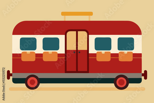Vintage Travel Trailer Illustration Retro Caravan Design for Road Trip Adventures