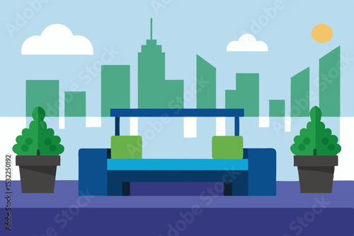 Urban Oasis Rooftop Relaxation with City Skyline View