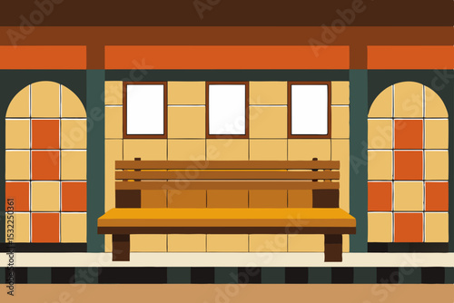 Tranquil Waiting Area Design Serene Bench and Architectural Details