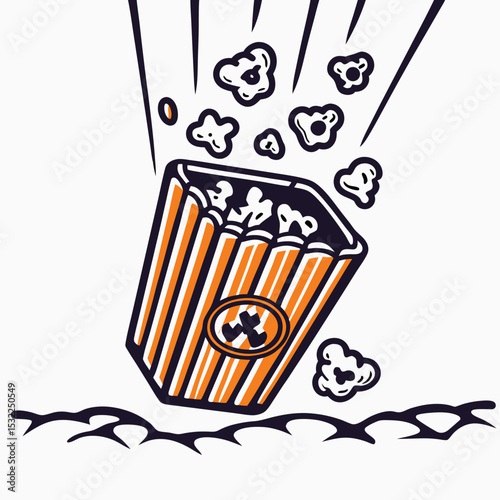 Falling Popcorn Bucket: Movie Night Snack Illustration