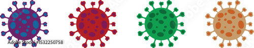 Colorful Virus Cell Icons Set
