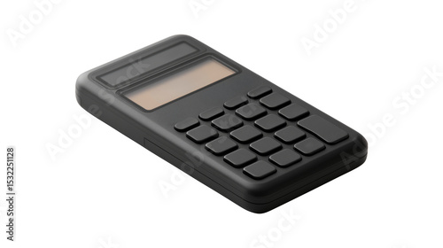 Black digital calculator isolated on transparent background for office use