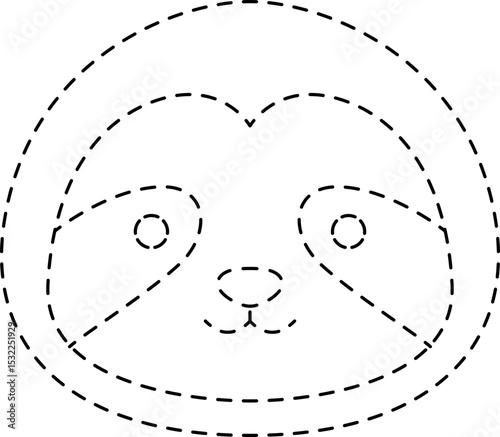 Sloth Animal Head Line Tracing and Coloring Illustration