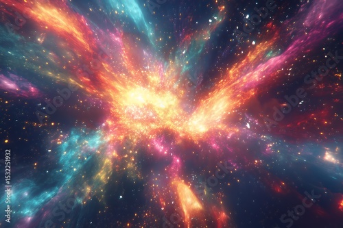 Cosmic Explosion Nebula Stellar Burst Fiery Galaxy