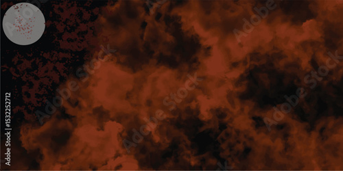 Abstract composition featuring dark atmospheric orange clouds with a hint of subtle elements evoking moods of darkness and enigmatic feelings