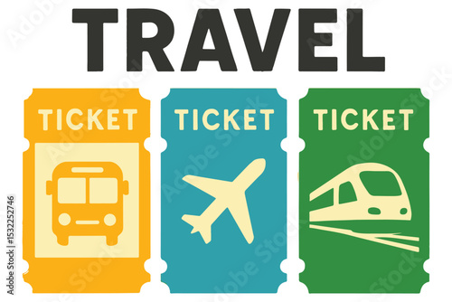 travel tickets for different transportation modes bus, plane, and train