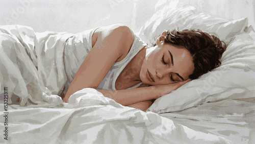 Tender Silence Women sleeping isolated watercolor vector illustration svg