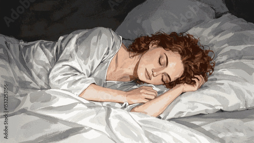 Deep Peace Wash Women sleeping isolated watercolor vector illustration svg