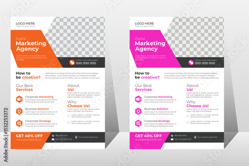 Digital Marketing flyer template design set, Brochure design, cover modern layout, annual report, poster, flyer in A4 with colorful marketing proposal, promotion, advertisement, publication, vector