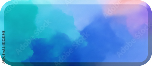 Blue watercolor button with rounded edges on transparent background