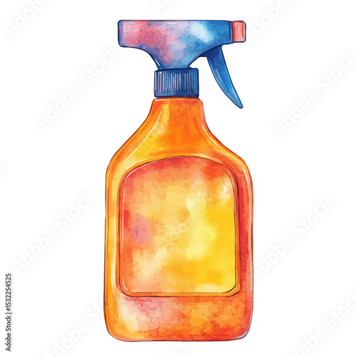 Toilet Cleaner, watercolor clipart vector, isolated on a white background.