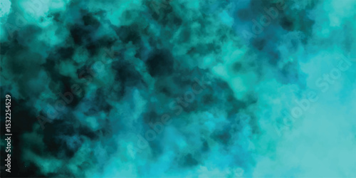 Abstract teal and turquoise watercolor background design featuring a cloudy or smoky effect with gradient color transitions artistic texture