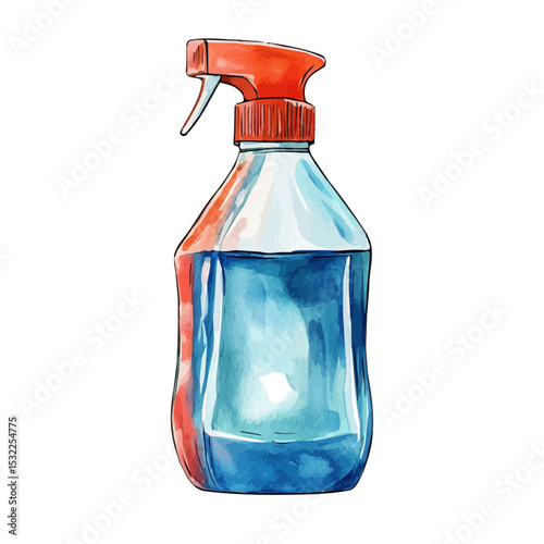 watercolor vector of Toilet Cleaner, isolated on a white background.