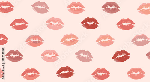 Lipstick Kiss Mark Pattern on Pink Background for Fashion Blogs, Beauty Websites, Marketing Materials, and Social Media Graphics
