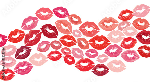 Lipstick Kiss Mark Pattern on White Background for Fashion Blogs, Beauty Websites, Makeup Design, and Social Media Content