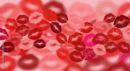 Lipstick Kiss Mark Pattern on Pink Background for Valentine's Day, Beauty Blogs, Fashion Websites, Relationship Articles, and Creative Design Projects