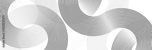 Abstract gold circle lines on dark background. Geometric stripe line art design. Vector illustration, eps10.