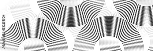 Abstract gold circle lines on dark background. Geometric stripe line art design. Vector illustration