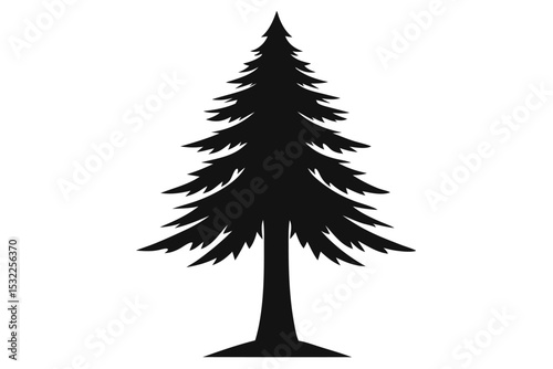 Evergreen tree silhouette black and white simple design