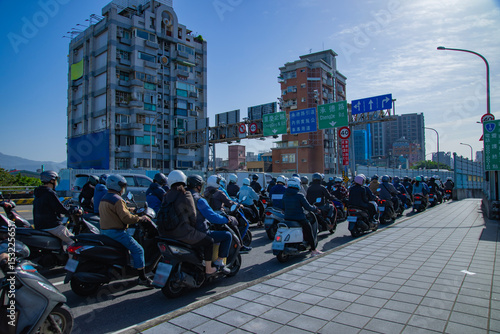 Wallpaper Mural A cityscape of traffic jam at the bike street near Taipei bridge Torontodigital.ca