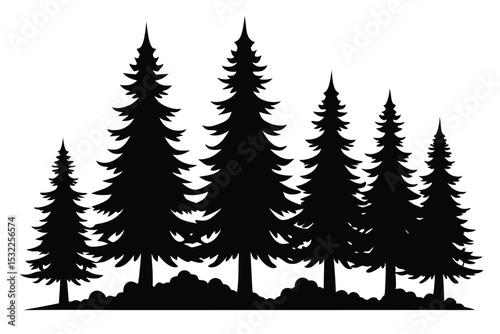Majestic evergreen forest silhouette graphic design