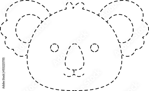 Koala Animal Head Line Tracing and Coloring Illustration
