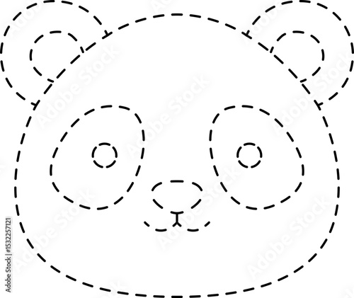 Panda Animal Head Line Tracing and Coloring Illustration