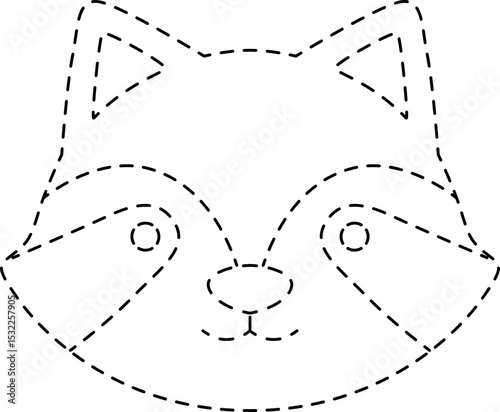 Skunk Animal Head Line Tracing and Coloring Illustration