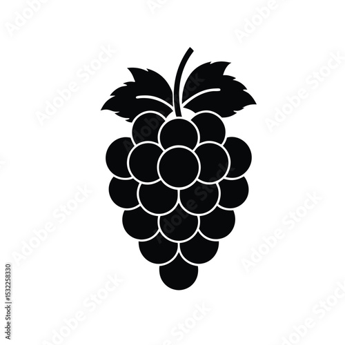  Flat Vector Icon of Grapes with Leaf  Ideal for Food Apps and Websites