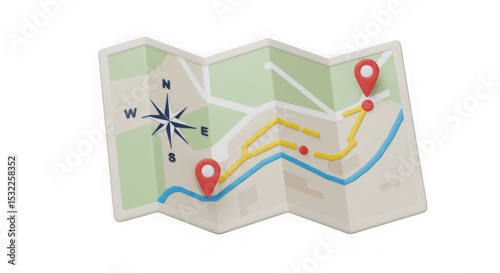 3D Folded Map: Journey Planning & Navigation Icon