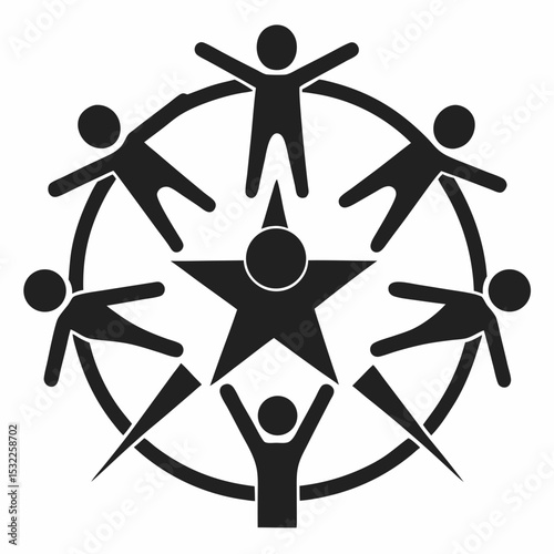 Teamwork Collaboration Unity Success Star Circle People Icon